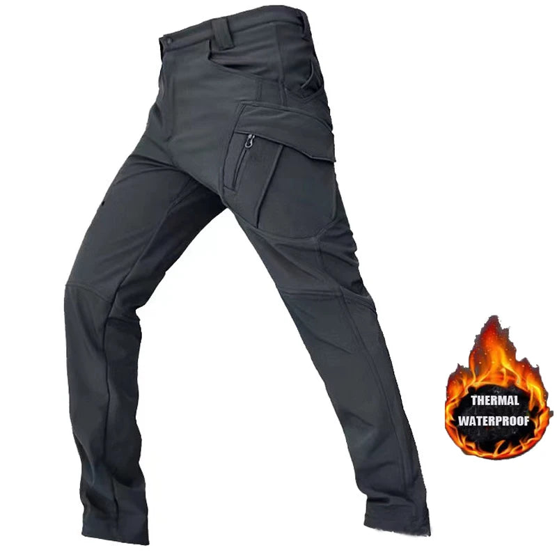 Chaqueta polar SoftShell para hombre, cortavientos con capucha para pesca, senderismo, camping, escalada, esquí, pantalones cálidos para otoño e invierno