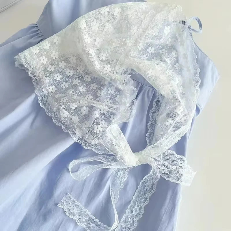 Jupe courte triangulaire 2 en 1, demi-jupe, rideau de fesses, tablier à garniture en dentelle, dentelle douce empilée, foulard de Style coréen pour femmes
