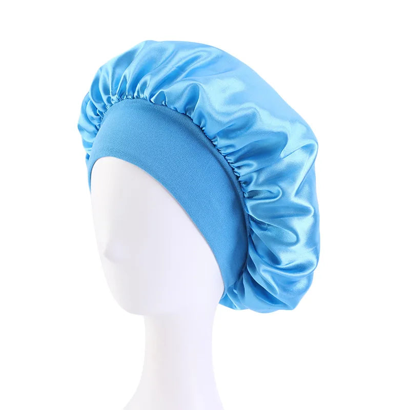 Bonnet de nuit en Satin à large bord, Bonnet soyeux, enveloppe de cheveux pour dormir, avec bande élastique souple, outil d'emballage des cheveux, nouvelle collection