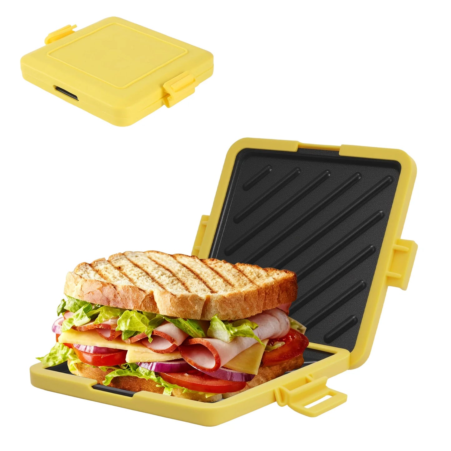 Machine à petit-déjeuner à sandwich micro-ondes, design compact, peut fabriquer des sandwichs, des toasts du petit déjeuner, des hot-dogs - comprenant des livres de recettes