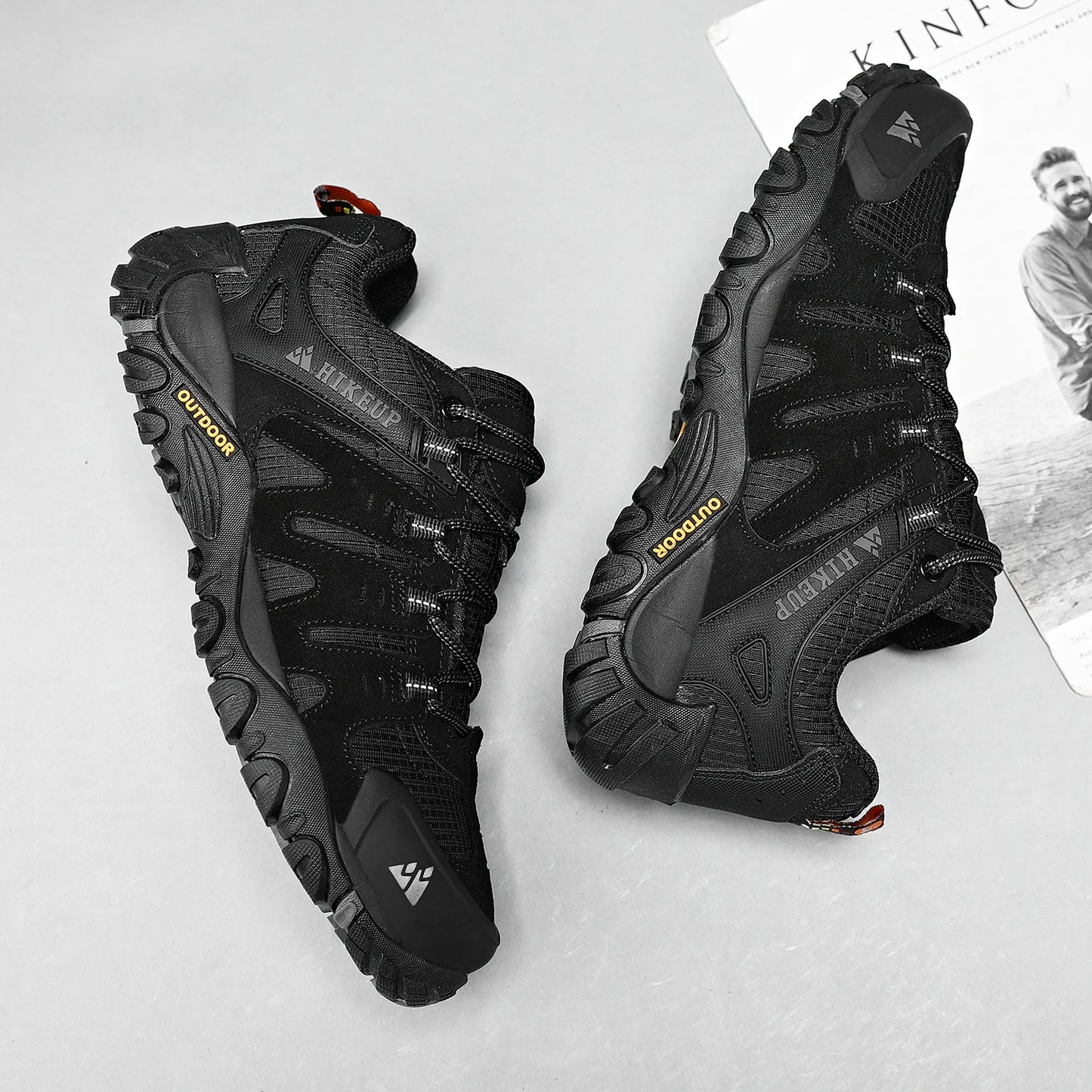 HIKEUP chaussures de randonnée pour hommes chaussures d'extérieur en daim et cuir résistant à l'usure hommes Trekking marche chasse baskets tactiques