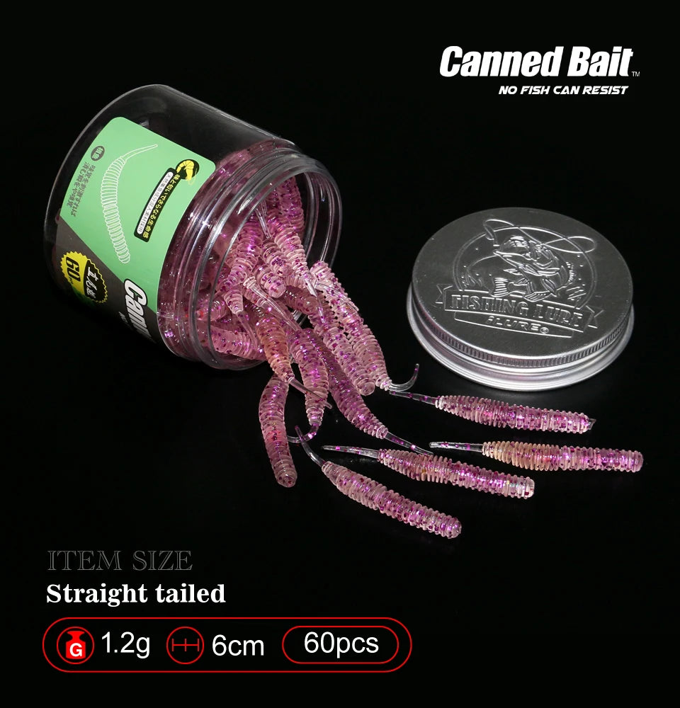 60 pièces 1.2g 6cm leurre de pêche Mini ver souple crevette Jerkbait poisson océan roche leurre bar odeur de poisson souple Swimbait appât souple Pesca