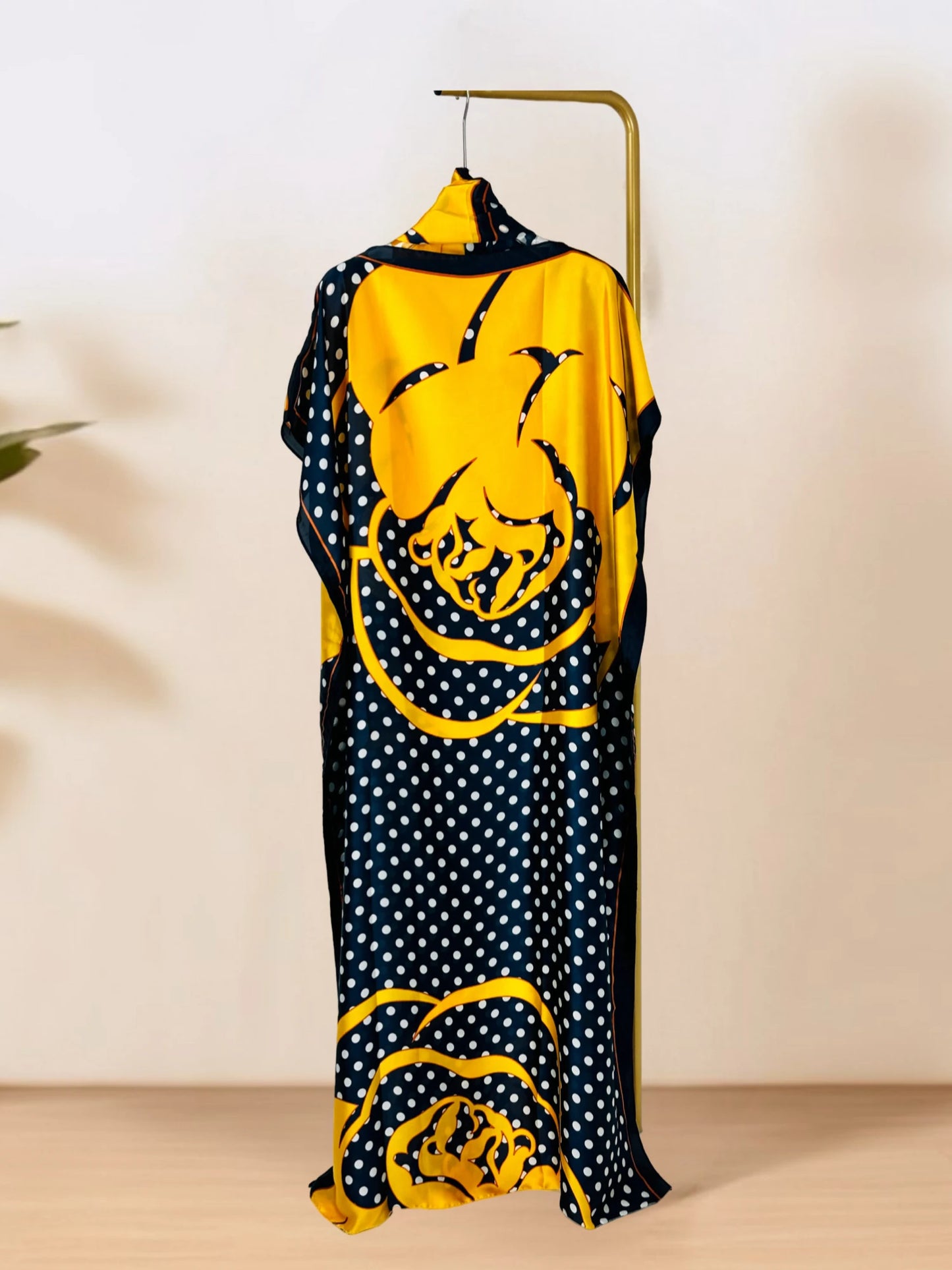 Robe caftan à col rond, robe ample à manches chauve-souris à la mode avec écharpe, vêtements pour femmes