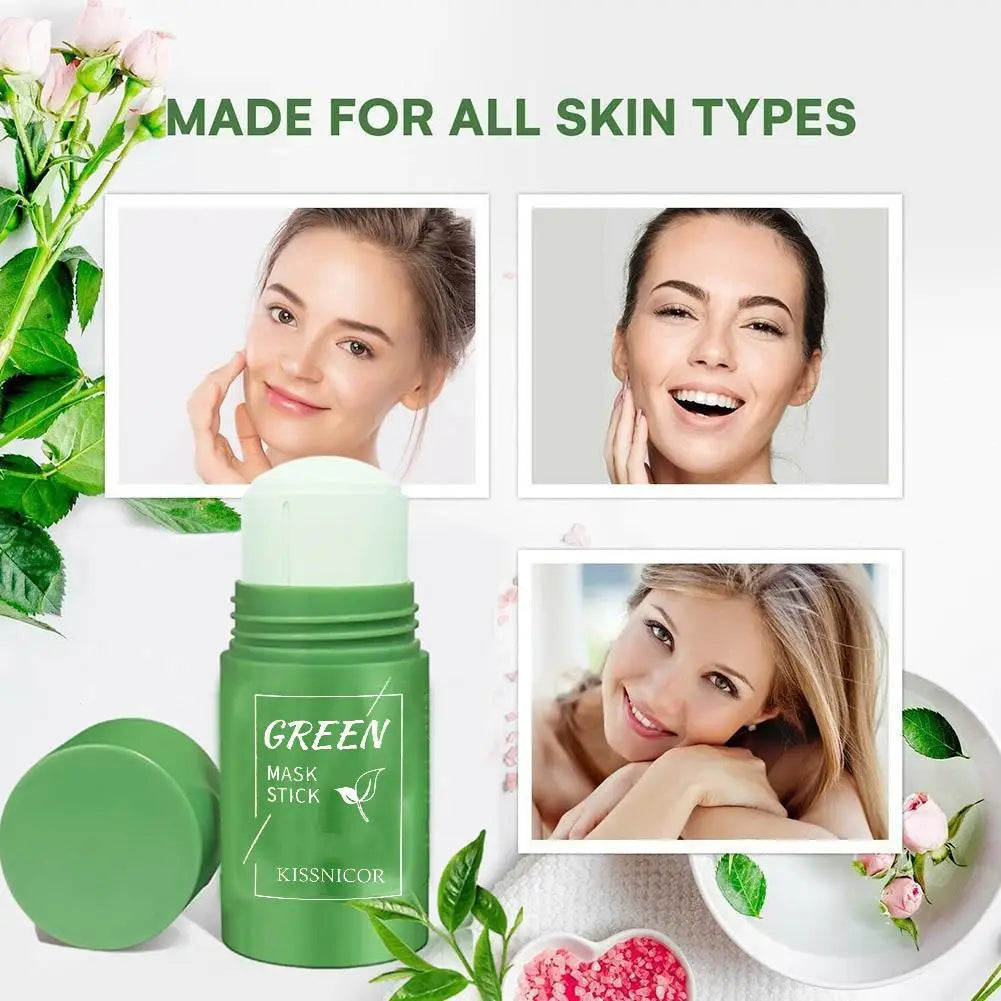 Facial cleansing mask, green tea cleansing stick, shrinks pores, deep blackhead remover, hydrating mask, skin care