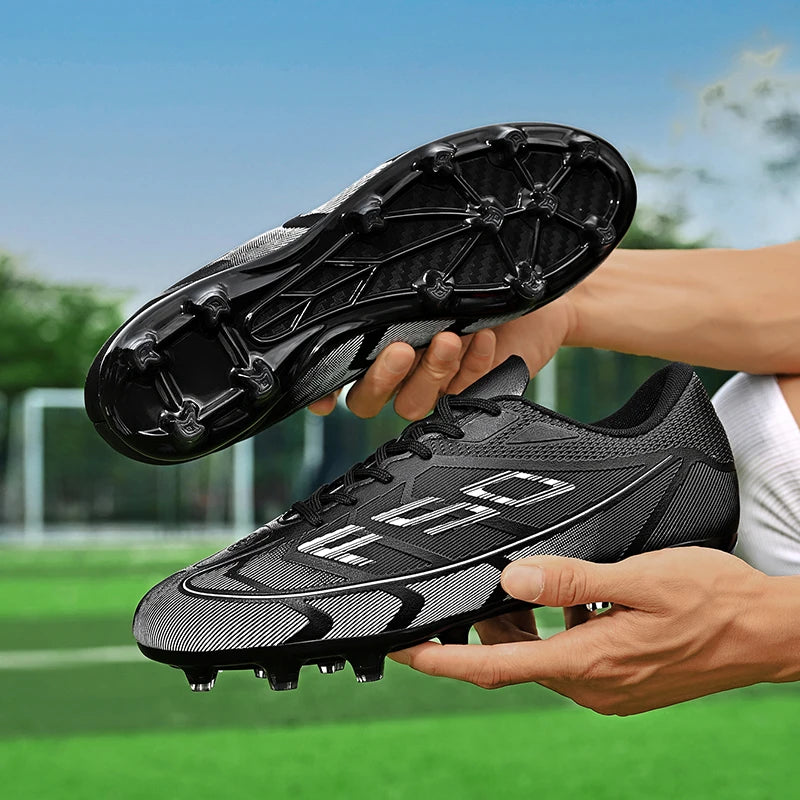 qztzx Chaussures de Football FG Homme Cuir Verni Montantes Ultra-légères — Professionnel & Match EU 32–48