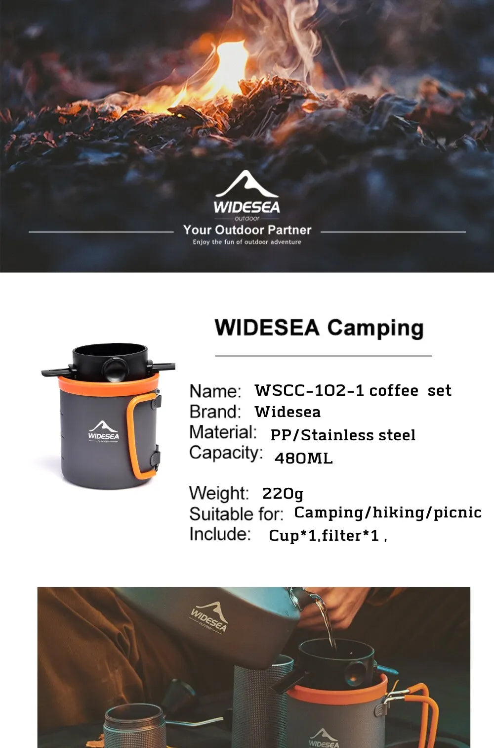 ESEA-Ensemble d'ustensiles de cuisine de camping, équipement britannique extérieur, tasse à thé, tasse filtrante à café, chaudron de pique-nique, vaisselle touristique, annulation
