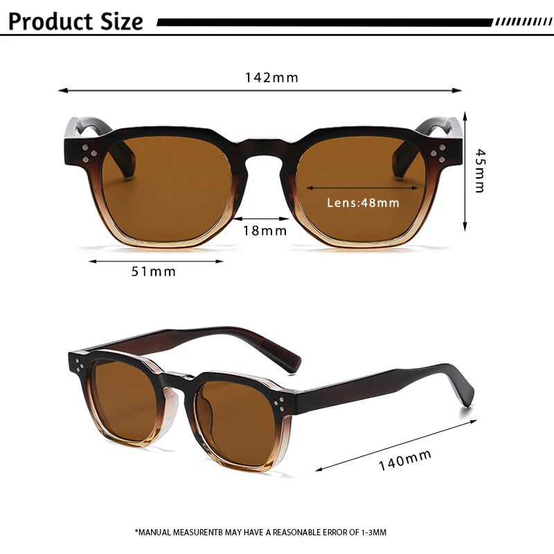 CATERSIDE Retro Square Sunglasses for Men, Punk Style, Trendy Brand, Women's Sunglasses, Travel, Party, UV400 Protection, Summer Style