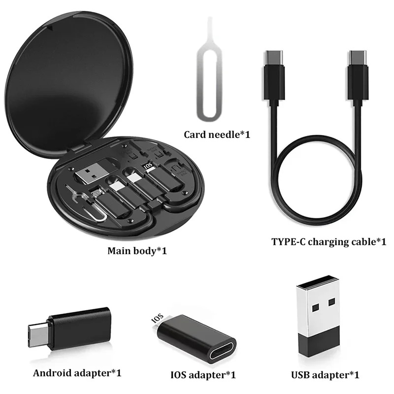 60W USB Type C to C Multi-Charging Adapter Cable Kit, USB A and Type C to Micro, Type C, Lightning Conversion Set