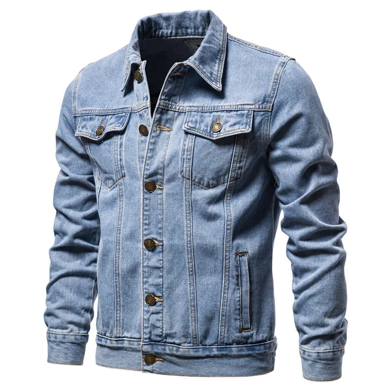 Veste Jean Homme Moto Vintage 2025 — Coupe Ajustée Coton Automne