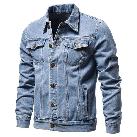 Veste Jean Homme Moto Vintage 2025 — Coupe Ajustée Coton Automne