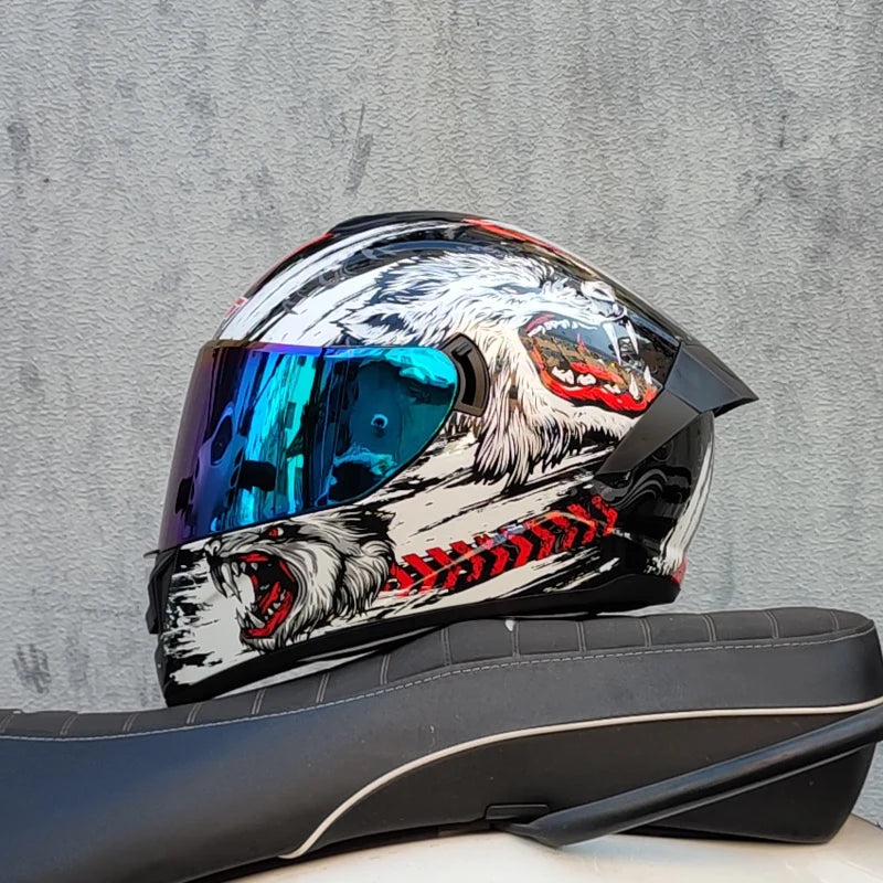 Casques de moto pour hommes et tenue de femme casques de Locomotive à Double lentille Cascos Para Capacete Da Motocicleta