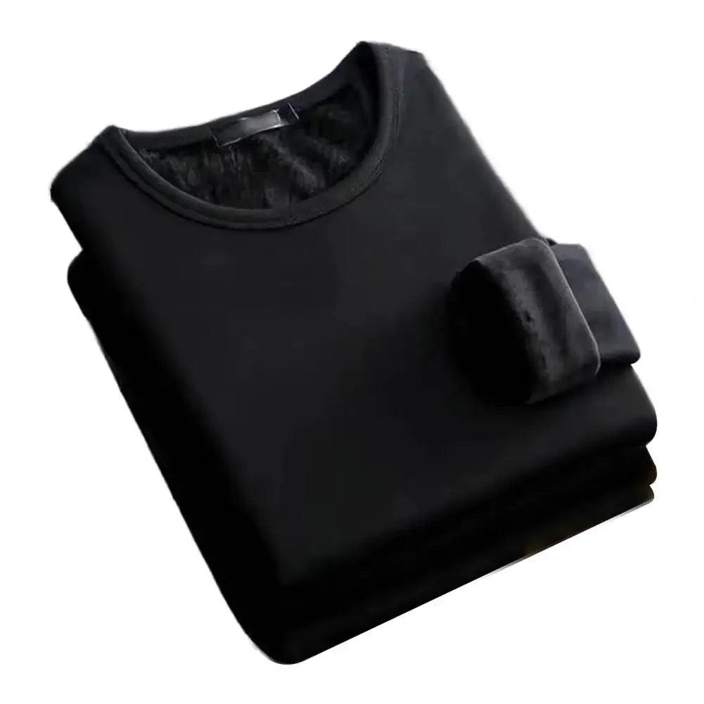 Winter Men's Thickened Velvet Warm Top Long-Sleeved Thermal Underwear Men's Round Neck Fashion T-shirt