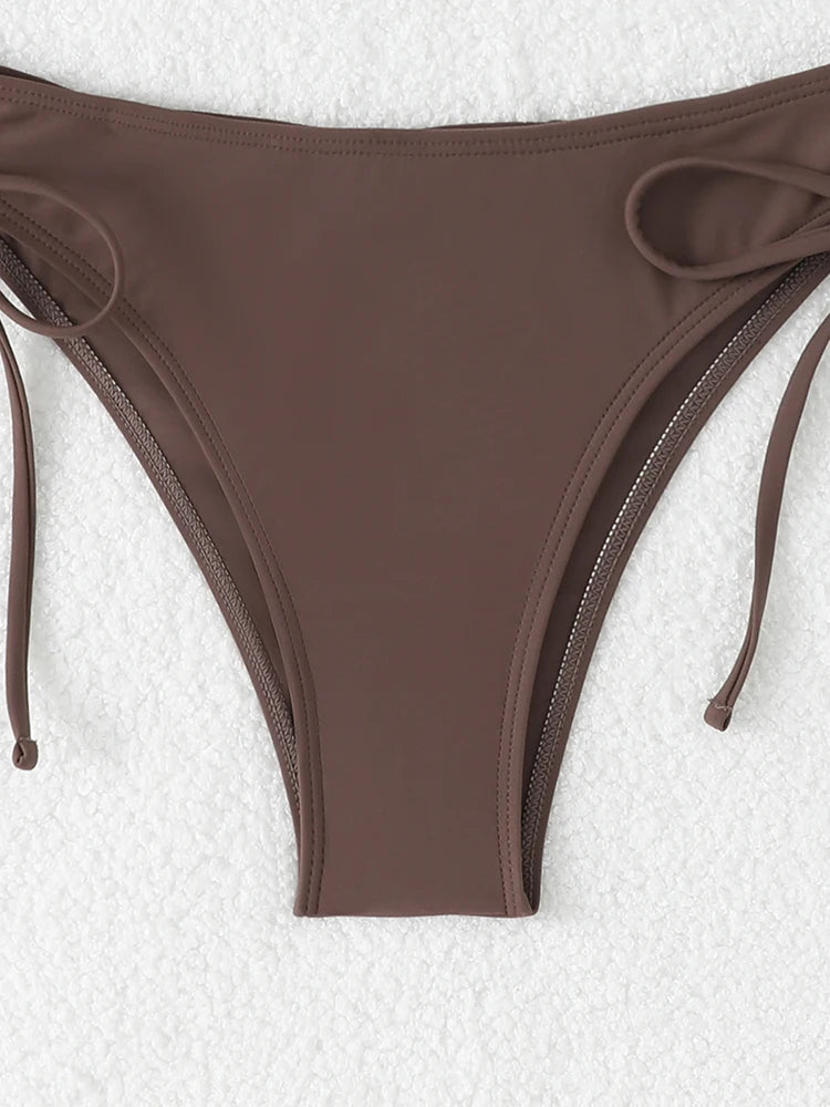 Maillot de bain bikini taille haute pour femme 2026, maillots de bain noués, maillots de bain femme, bandeau push-up, ensembles de bikinis, vêtements de plage brésiliens