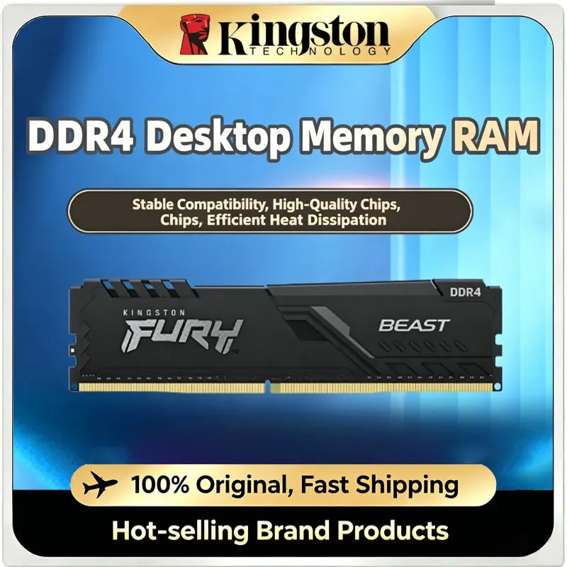 Kingston FURY Beast DDR4 RAM 8 Go 16 Go 32 Go 2400/2666/3200/3600 MHz 288 broches 1,2 V Module de mémoire PC4 pour ordinateur de bureau