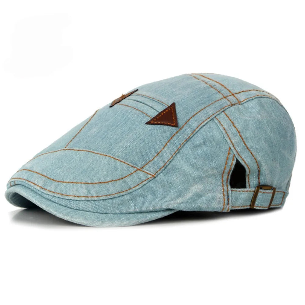 Spring Summer Fashion Jean Beret Hats for Men Women Quality Casual Unisex Denim Beret Fitted Cap Sun Flat Cap Men's Cap