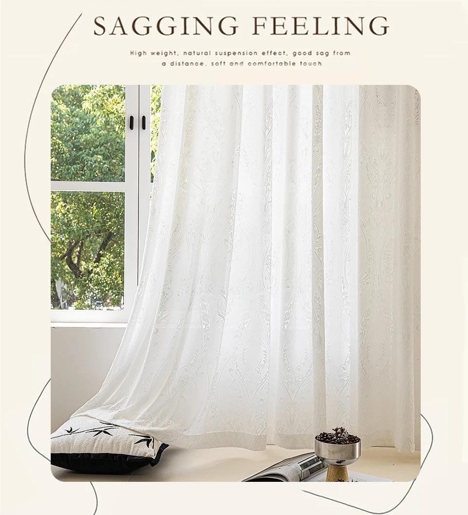 Cortinas francesas para sala de estar, cortina semitransparente sólida de lujo para balcón, visillo de tul personalizado para boda