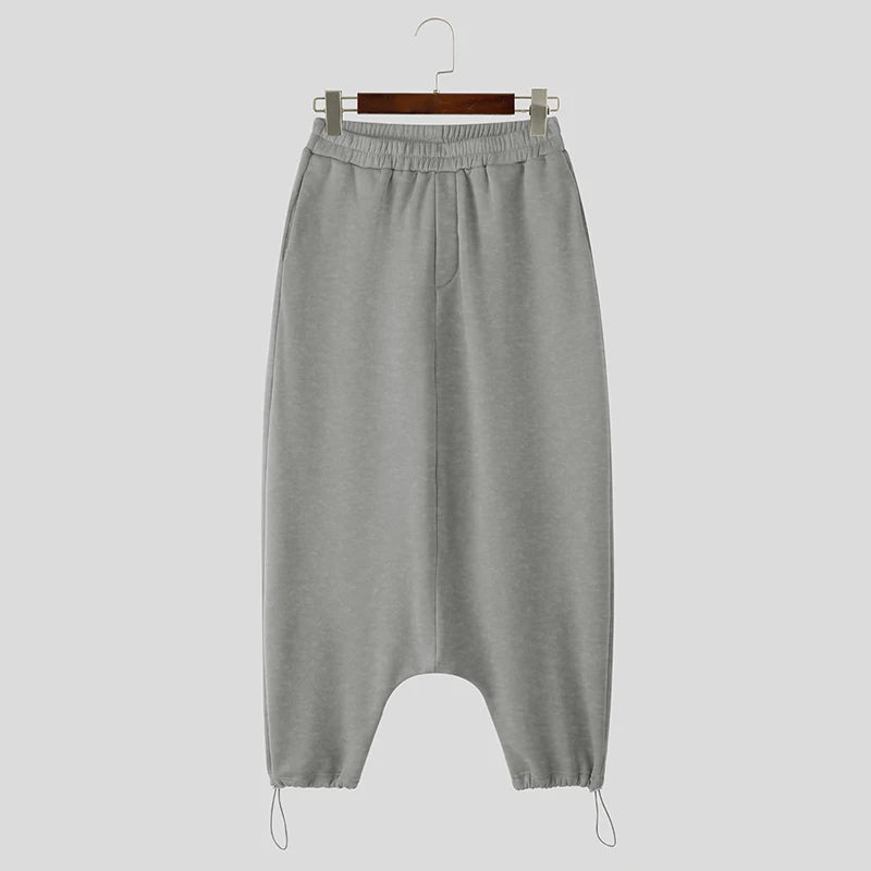 Pantalon ample streetwear pour hommes — couleur unie, taille élastique, jogger, décontracté, S-5XL