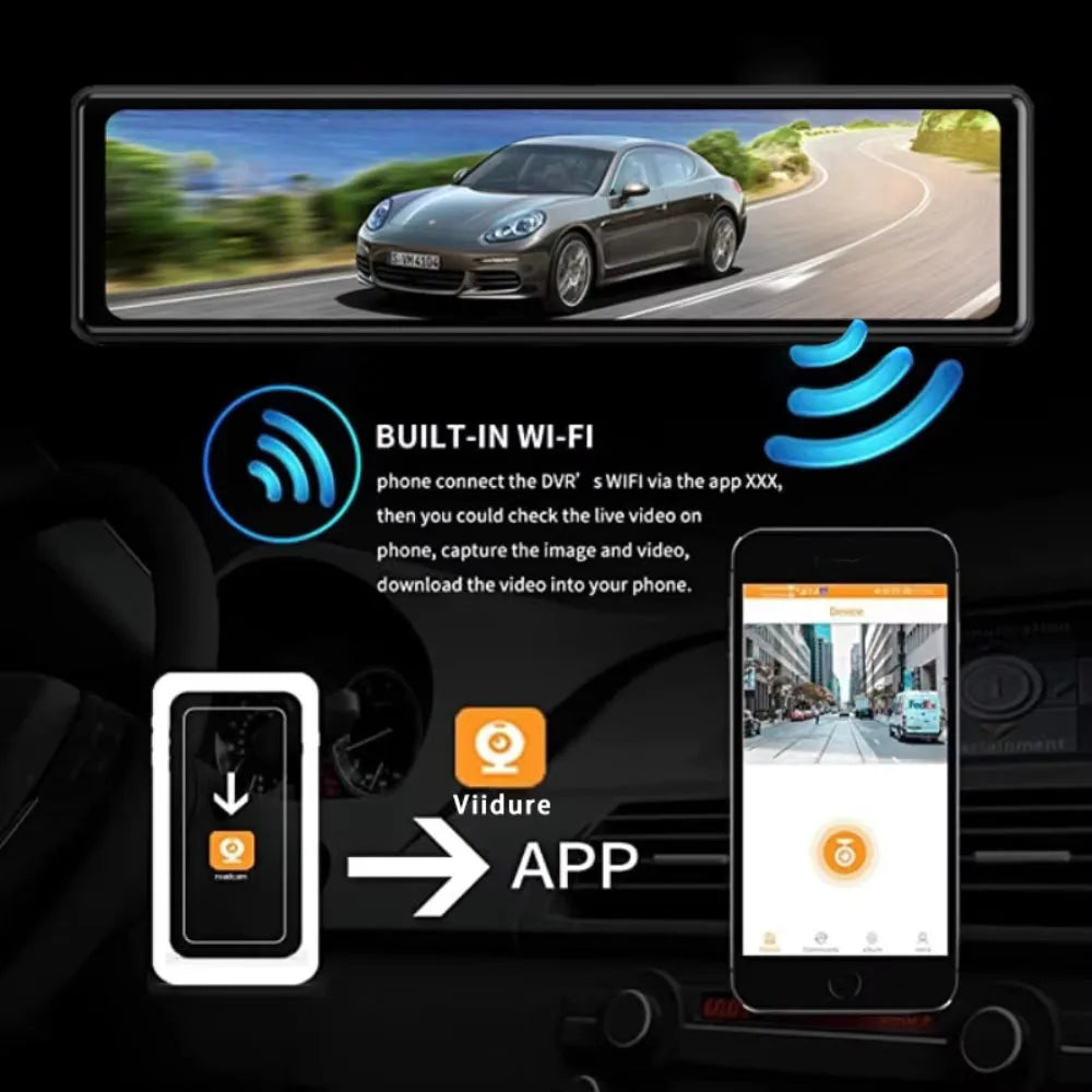 11.26 "UHD 4K 2160P coche Dvr GPS WIFI espejo Dash Cam doble lente Dashcam IPS pantalla cámara reproductor grabador flujo espejo retrovisor