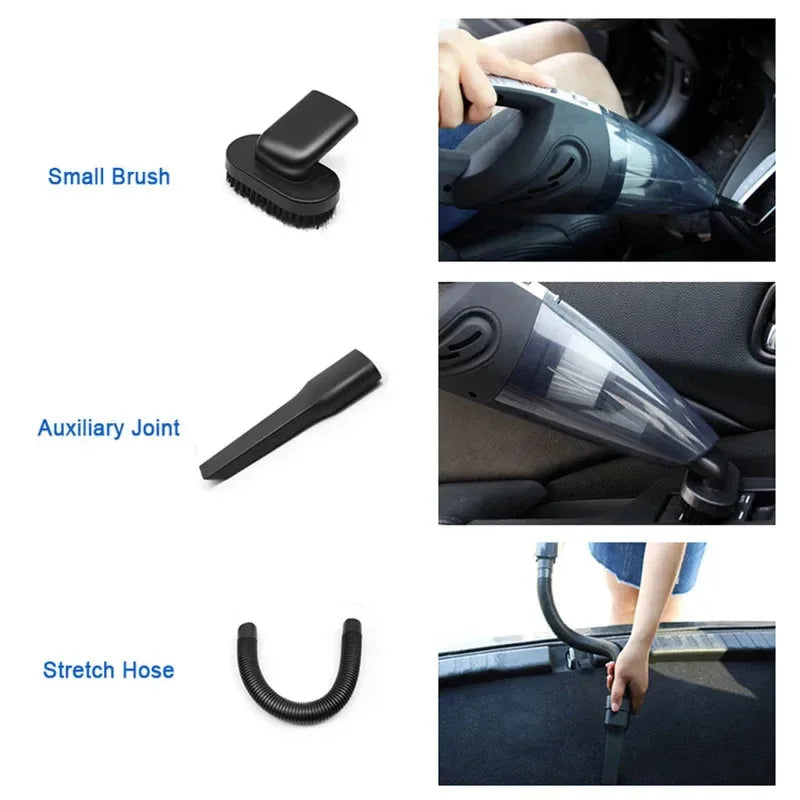Aspirador de mano inalámbrico, carga USB, aspiradora de coche portátil, aspirador de mano para seco y húmedo, potente succión inalámbrica, 12000pa
