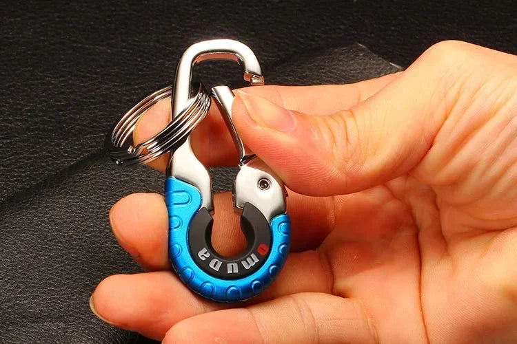Crochet porte-clés pour hommes, boucle en acier inoxydable, mousqueton d'extérieur, outil d'escalade, Double anneau, porte-clés de pêche, accessoires de voiture, 1/5 pièces