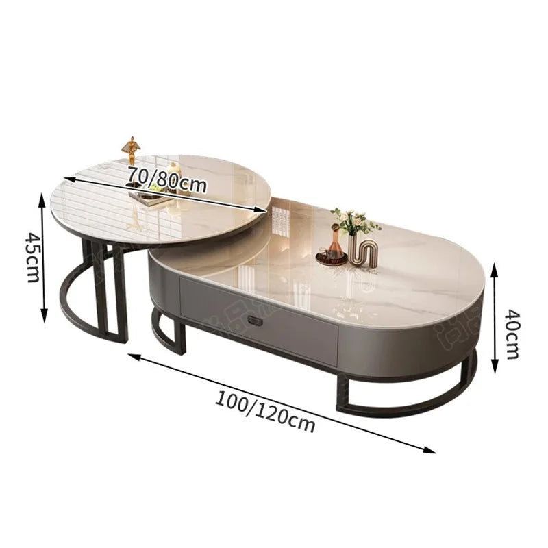 Luxury Extendable Round Modern Coffee Tables Minimalist Premium Design Book Furniture Mesa De Centro De Sala