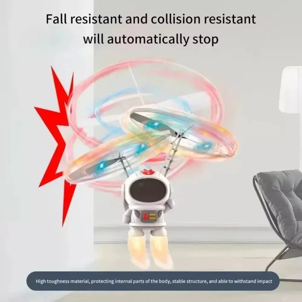 Levitating Luminous Flying Robot, Astronaut Toy Plane, Interactive Hand-Controlled Drone with Lights, Outdoor Toys for Kids, Gift