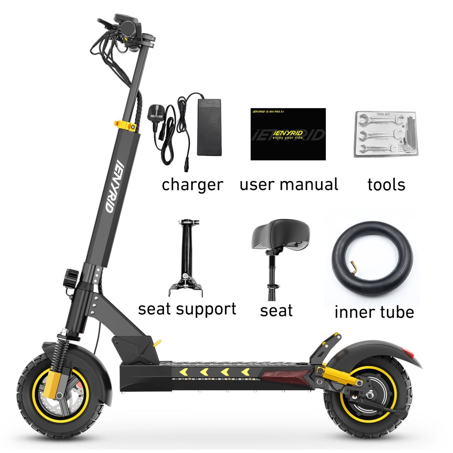 IENYRID M4 Pro S+ Electric Scooter 800W Motor 48V 12.5AH Battery 10" Tire Escooter 45 km/h Max Range 40-50KM Disc Brake LCD Display