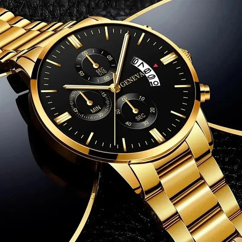 Montre Quartz Acier Inoxydable Homme — Calendrier Affaires Bracelet