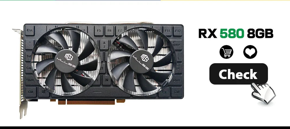 MLLSE AMD RX 580 8GB 2048SP carte graphique De jeu GDDR5 256Bit PCI-E 3.0 × 16 8Pin Radeon GPU Rx 580 carte vidéo Placa De vidéo