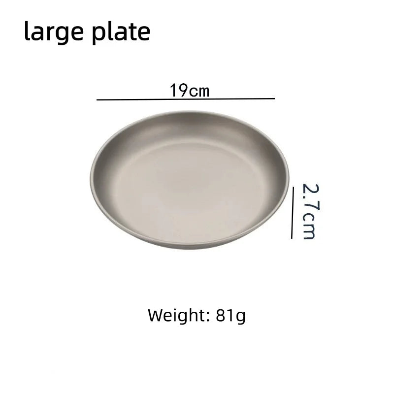 Assiette de camping en titane ultralégère, portable, pour pique-nique en plein air, assiette ronde pour la randonnée, le voyage, la salade, le barbecue
