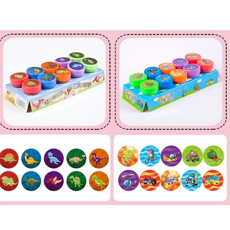 Assortiment de timbres auto-encreurs pour enfants, 10 pièces, tampons de jouets pour enfants, sceau de visage Smiley, Scrapbooking, peinture à la main, décor d'album Photo