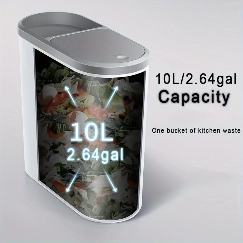 Cubo de basura de baño de 10 litros, cubo de basura creativo doméstico, cubo de basura tipo prensa con tapa, cubo de basura de cocina simple con papelera