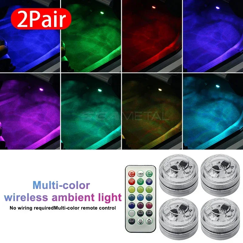 SEAMETAL Luz ambiental LED inalámbrica para interior de coche, lámpara de atmósfera para techo de coche, lámpara de diamante para buceo con control remoto