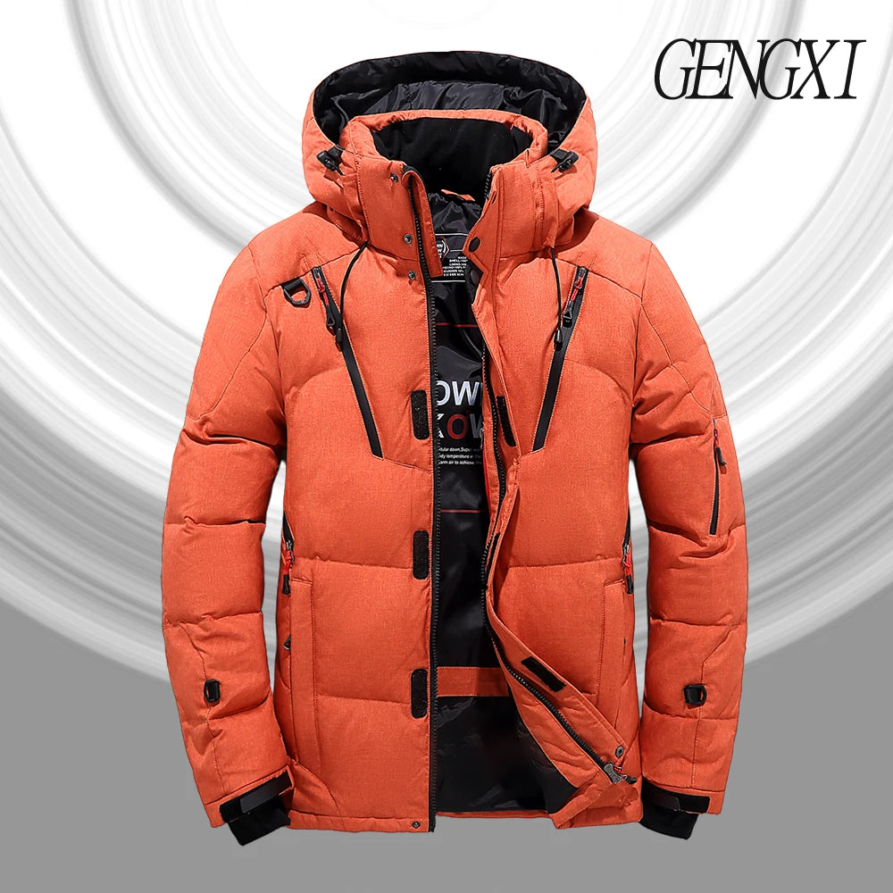 Chaquetón de plumón de hombre para exteriores, ligero, cálido, con cuello desmontable, novedad de invierno, informal, a la moda, con múltiples bolsillos, para trabajo