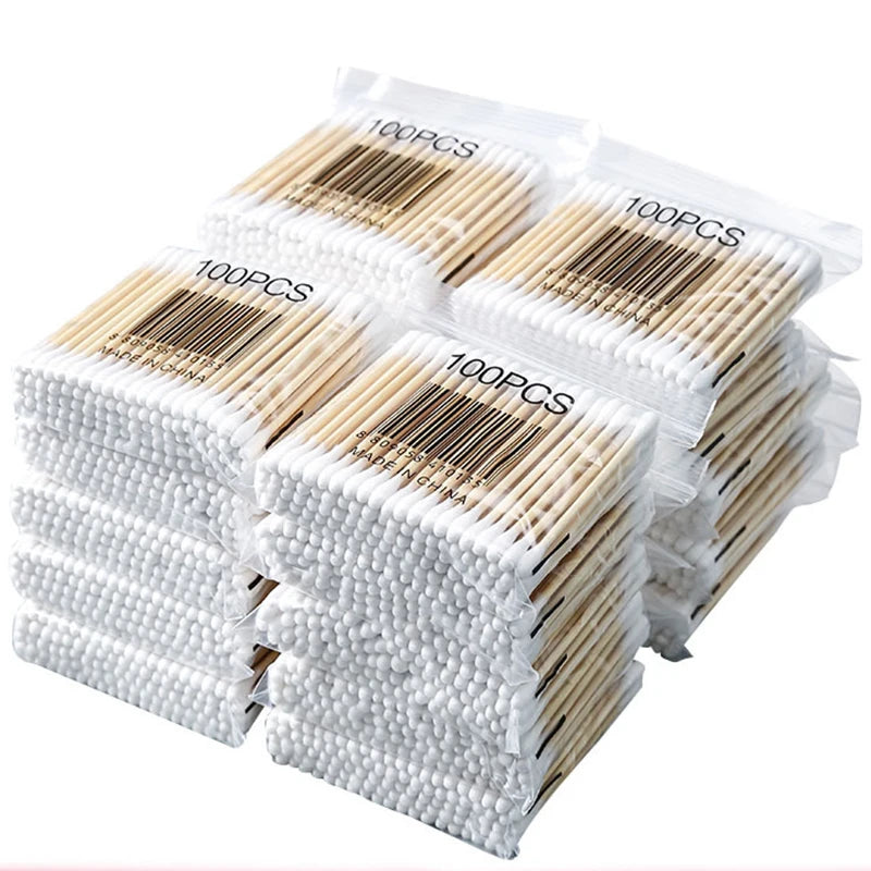 Coton-Tige Jetable Double Extrémité — Lot de 100 Pièces Oreilles & Démaquillage