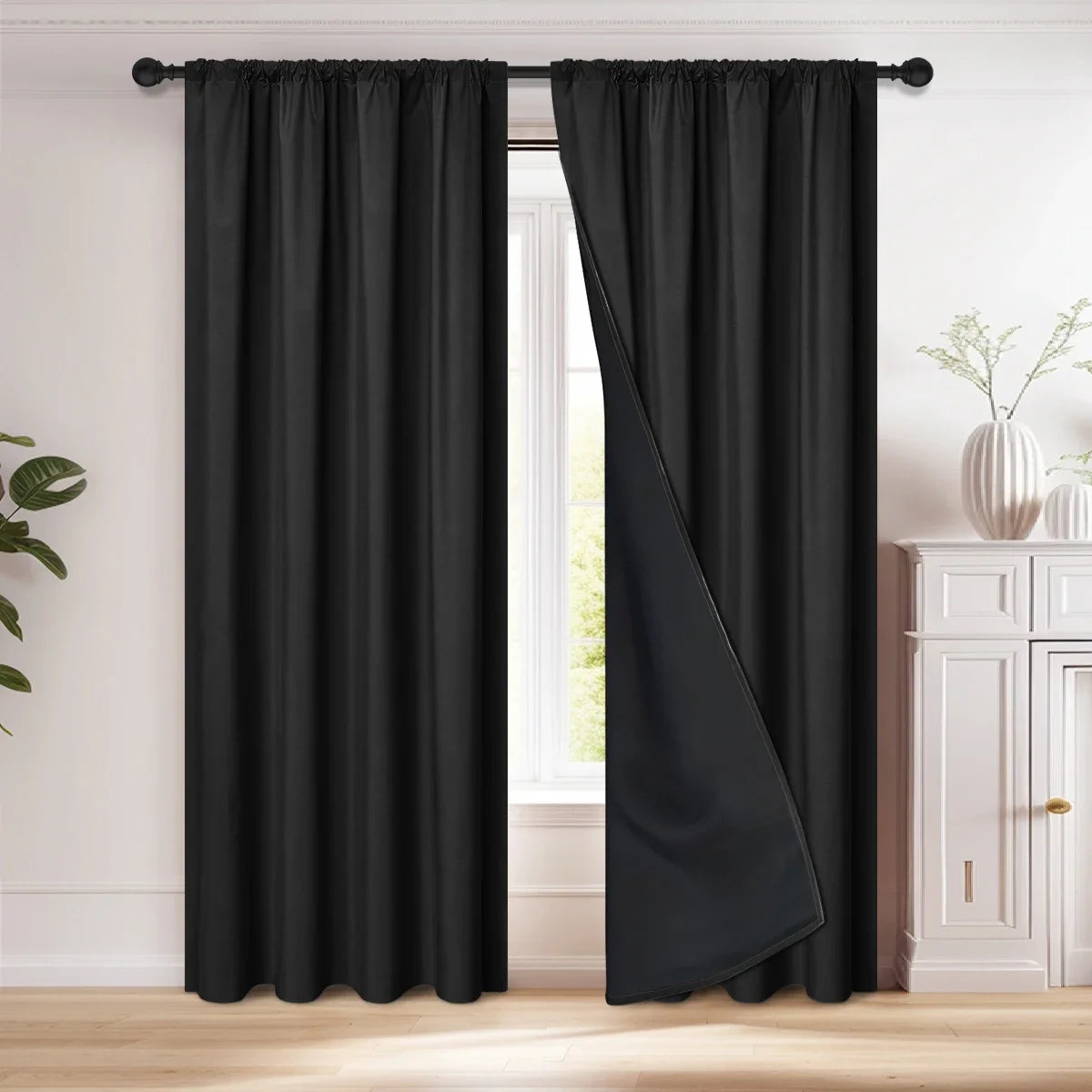 Rideau occultant 100% avec poche pour tringle, rideaux pour salon, chambre à coucher, cuisine, rideau de fenêtre, rideaux dans le salon, 1 pièce