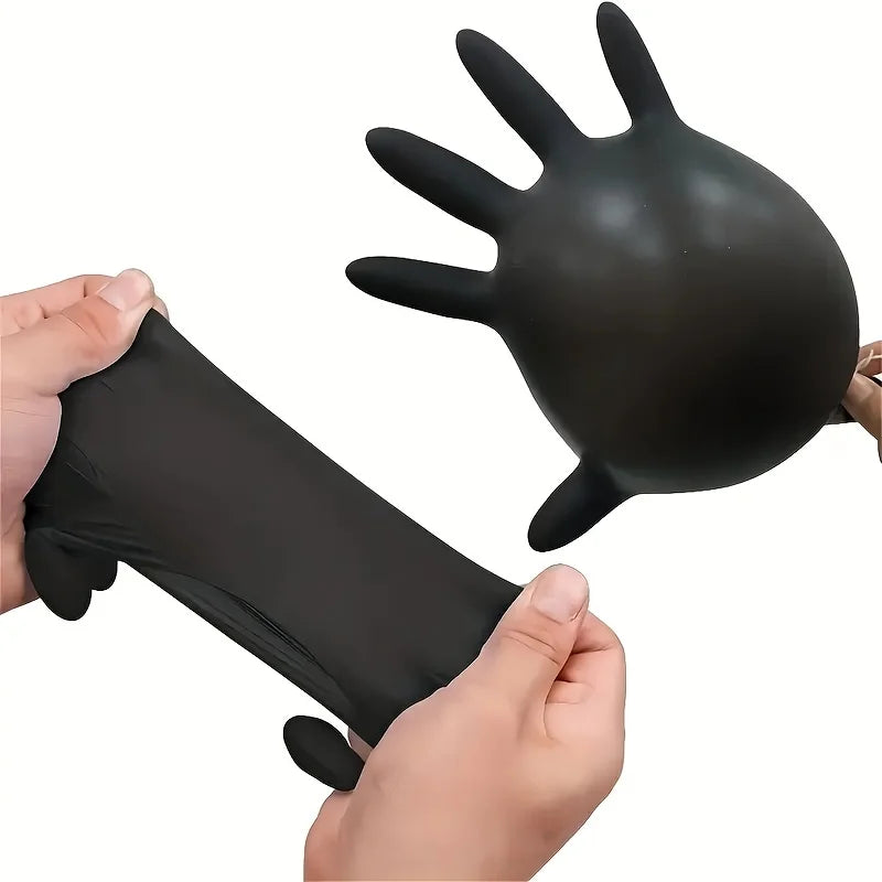 Gants jetables en Nitrile noir, 50/20 pièces, sans Latex, imperméables, durables, adaptés à la cuisine, transformation des aliments, salon de beauté, famille