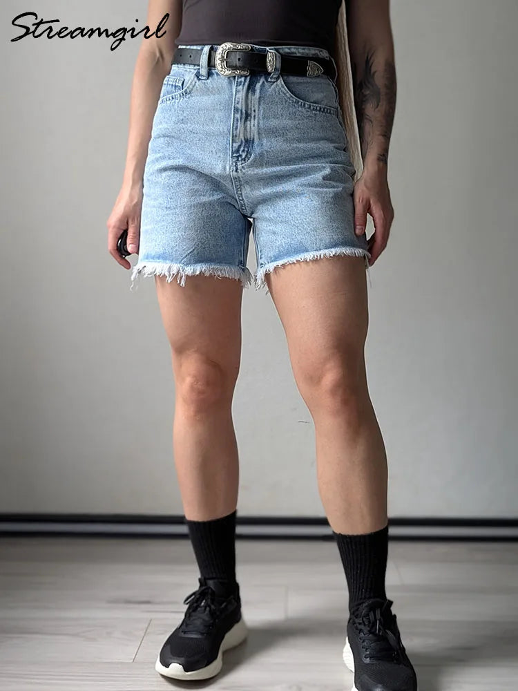 Short en Jean Femme Bleu — Été Taille Haute Décontracté Chic Ample 2025
