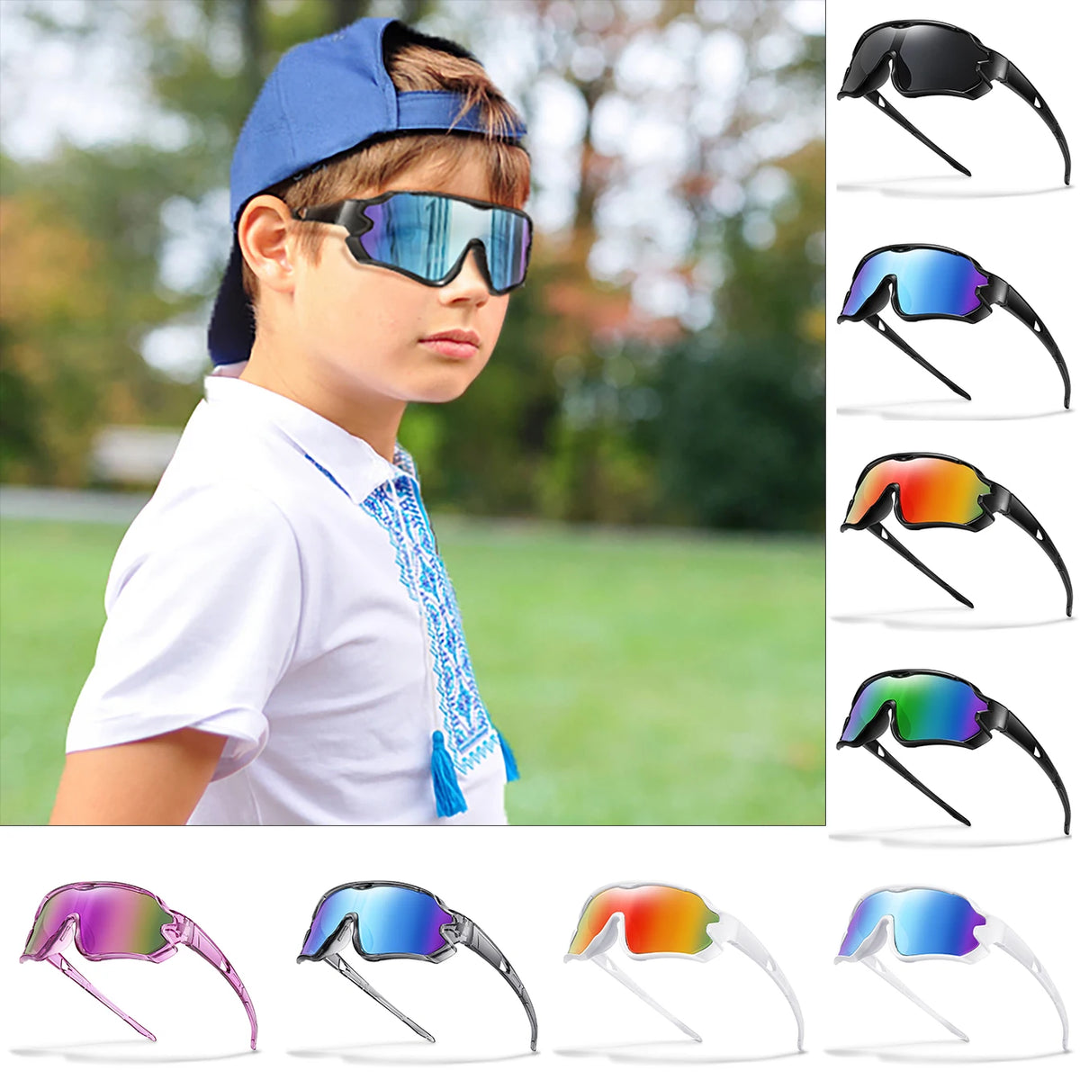 9-15 ans enfants cyclisme lunettes de soleil garçons et filles Sports de plein air équitation UV400 Camping lunettes pêche vélo lunettes pour enfants