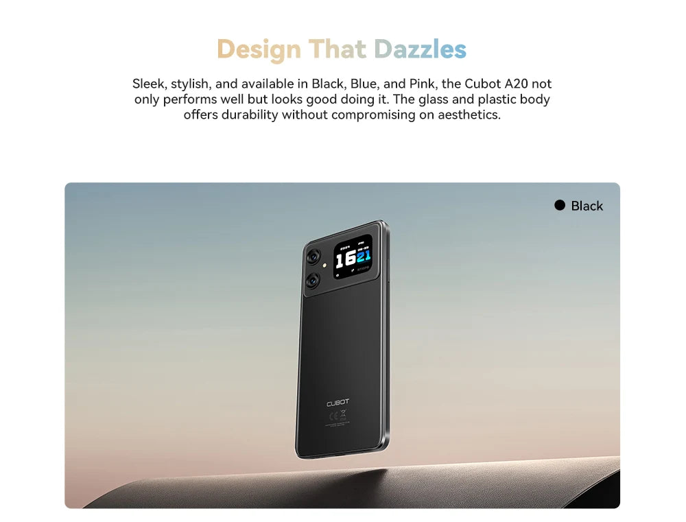 Cubot A20 Smartphone Android 14 — 12 Go RAM, 128 Go, Écran 6,74" 90Hz, 5100 mAh, 48 MP, 4G
