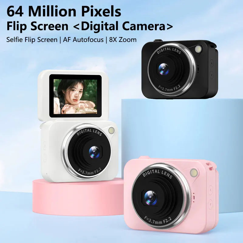 Caméra 4K HD 180° CCD portable compacte — vlog, selfie, idéale pour étudiants, cadeau
