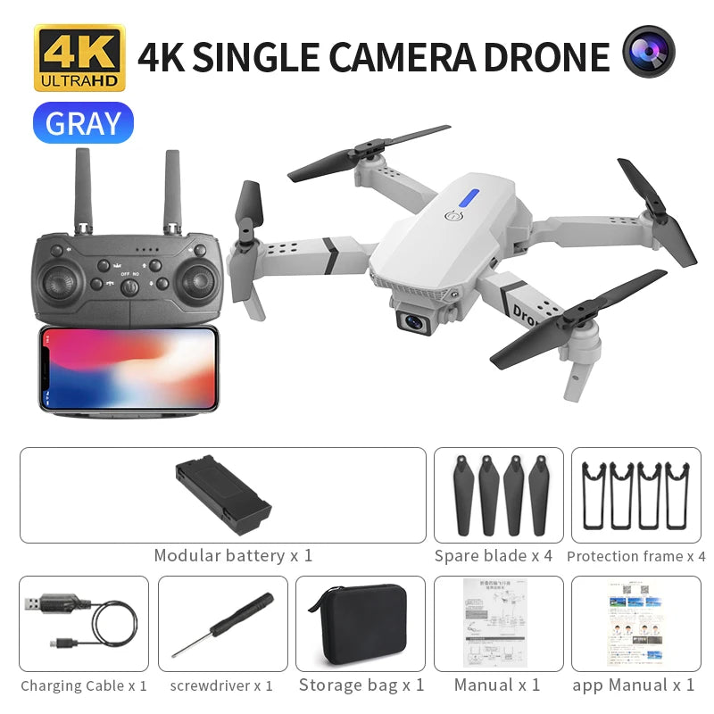 Nuevo Dron E88 Pro 2026, cámara dual 4K HD, FPV, 13 minutos de vuelo, largo alcance, cuadricóptero RC plegable, mini dron E88 Pro, juguete para niño