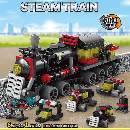 Bricolage 6 en 1 voie de Train Robot véhicule camion blocs de construction Kit filles briques film modèle enfants tige éducatif anniversaire garçons jouets