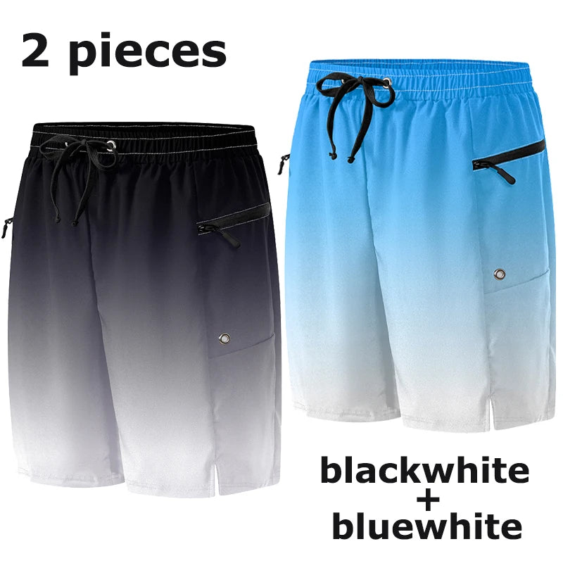 Short de plage d'été pour hommes avec poches zippées, short de planche à séchage rapide avec doublure en maille, maillot de bain, maillot de bain