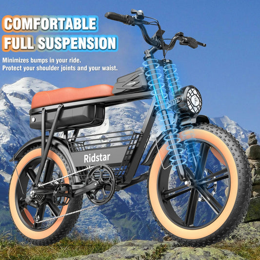 Batería eléctrica de litio de 1000W 48V20AH, moto eléctrica todoterreno, neumático gordo 20*4.0 con caja de almacenamiento, bicicleta eléctrica