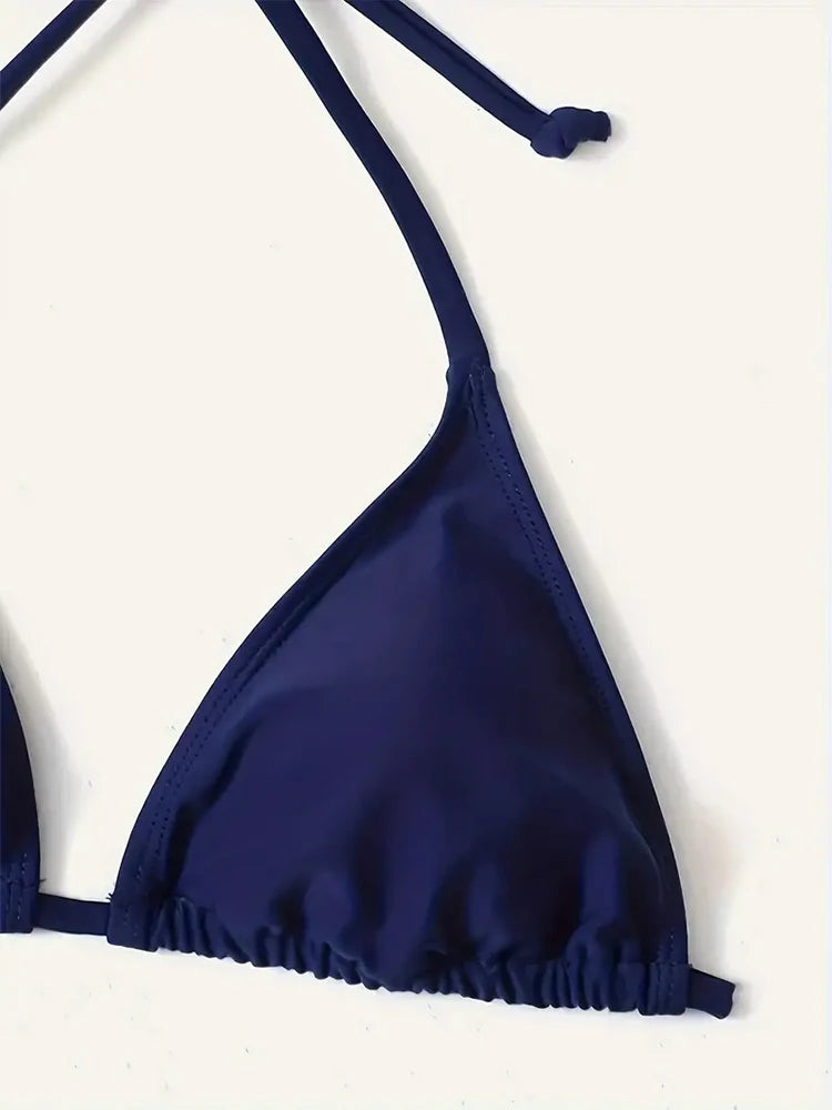 Maillots de bain string Bikini ensemble Sexy nouveau bleu marine maillots de bain femme Sexy maillots de bain Bikinis Triangle pansement femme maillots de bain