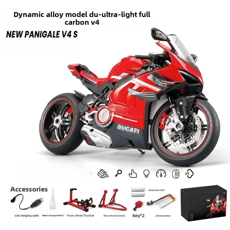 Aerosol de fundición a presión 1:7 Ducati Superleggera V4, colección de modelos de superbikes, coche en miniatura, adorno, regalo para novio, vehículo de juguete