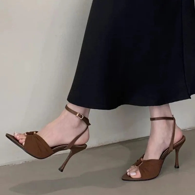 Women's Super High Heel Sandals, Pointed Toe Heel Shoes, Stiletto Pumps, Elegant, Slingback, Summer, 2025