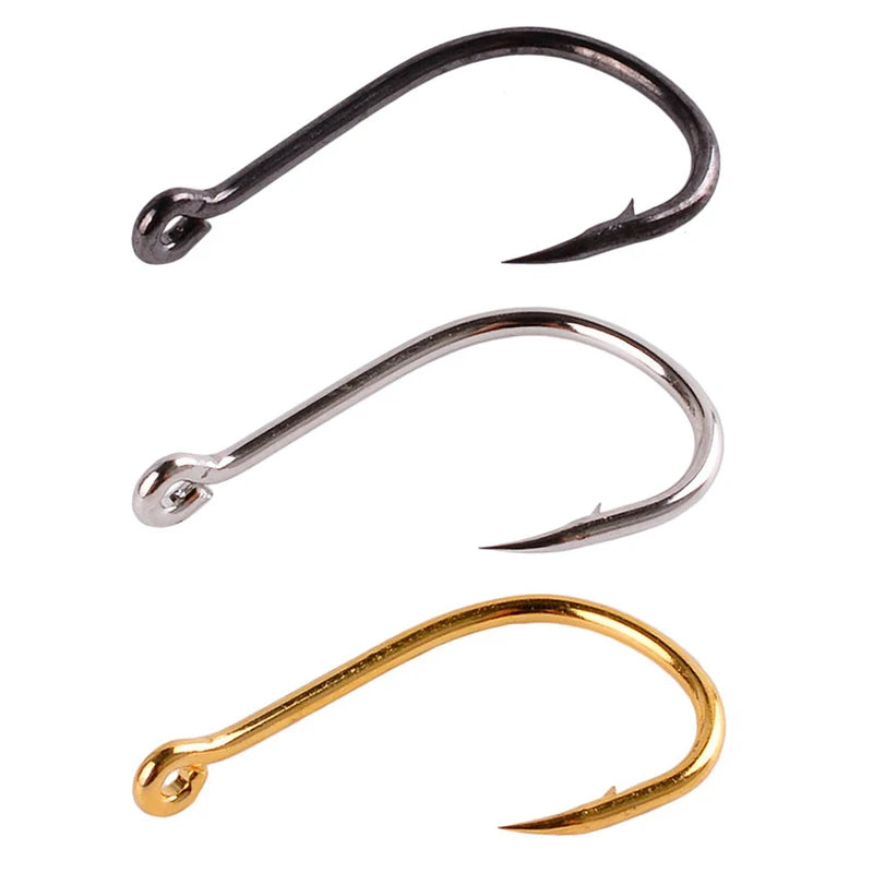 Ensemble d'Hameçons Pêche 100 Pièces — Acier Haute Teneur Carbone, Cercle Barbelé, Carpe, Mouche