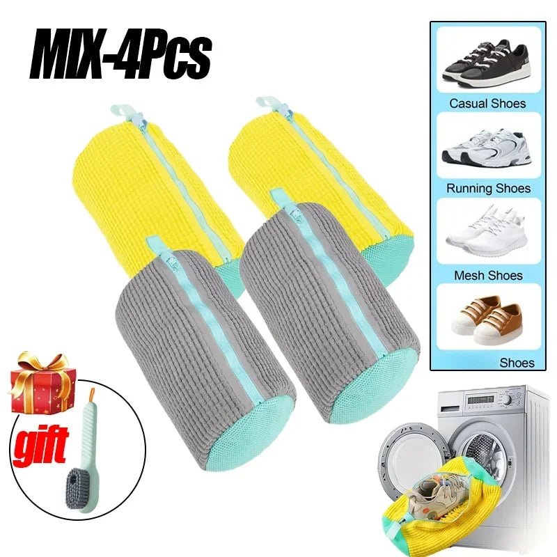 Bolsas de lavandería, bolsa para lavar zapatos en lavadora, con cremallera, con forro polar grueso en el interior, perfecta para zapatillas deportivas y zapatos casuales